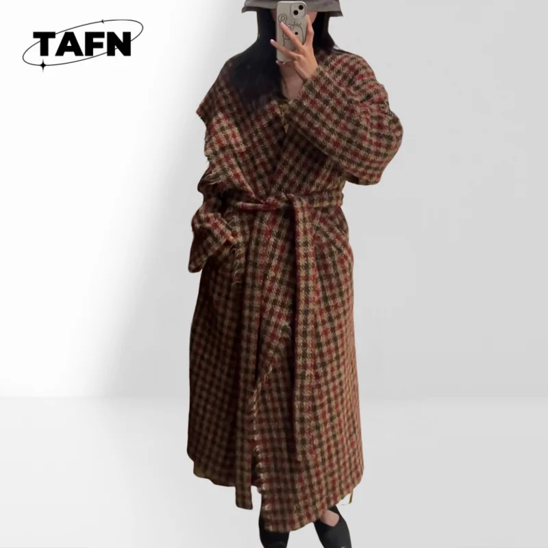 Loose Fit Breasted Coat for Women's Casual Longline Trench Coat Women's Outerwear with Adjustable Cuffs AK0512