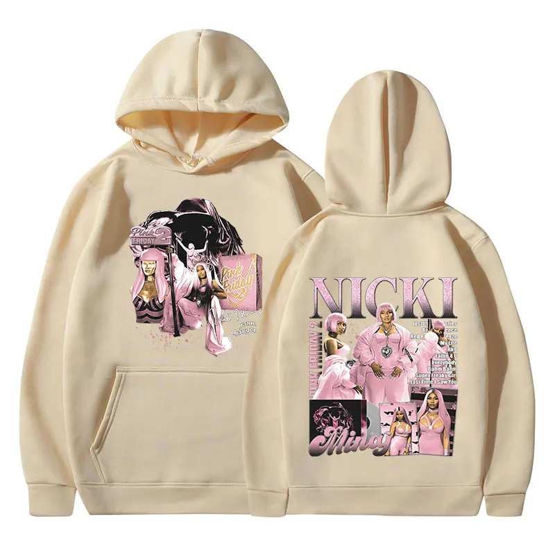 Rapper Nicki Minaj Pink Friday 2 Hoodie grafis pakaian Pria Wanita mode Hoodie Hip Hop Vintage Harajuku Sweatshirt ukuran besar