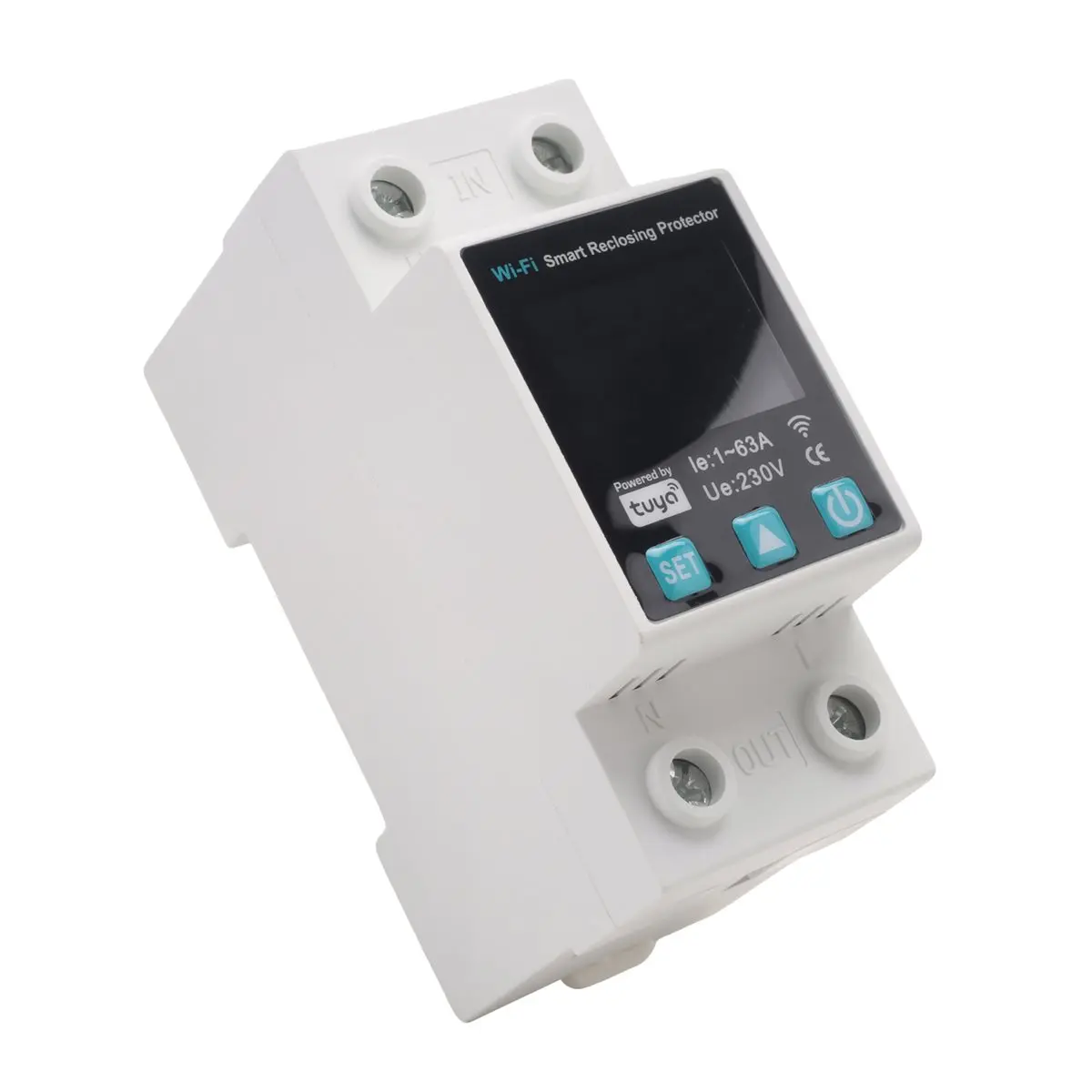 

ABFIBG New 1P 1-63A Tuya WiFi Smart Circuit Breaker LED Display Switch with Power Metering Smart Life Control Via Alexa Home