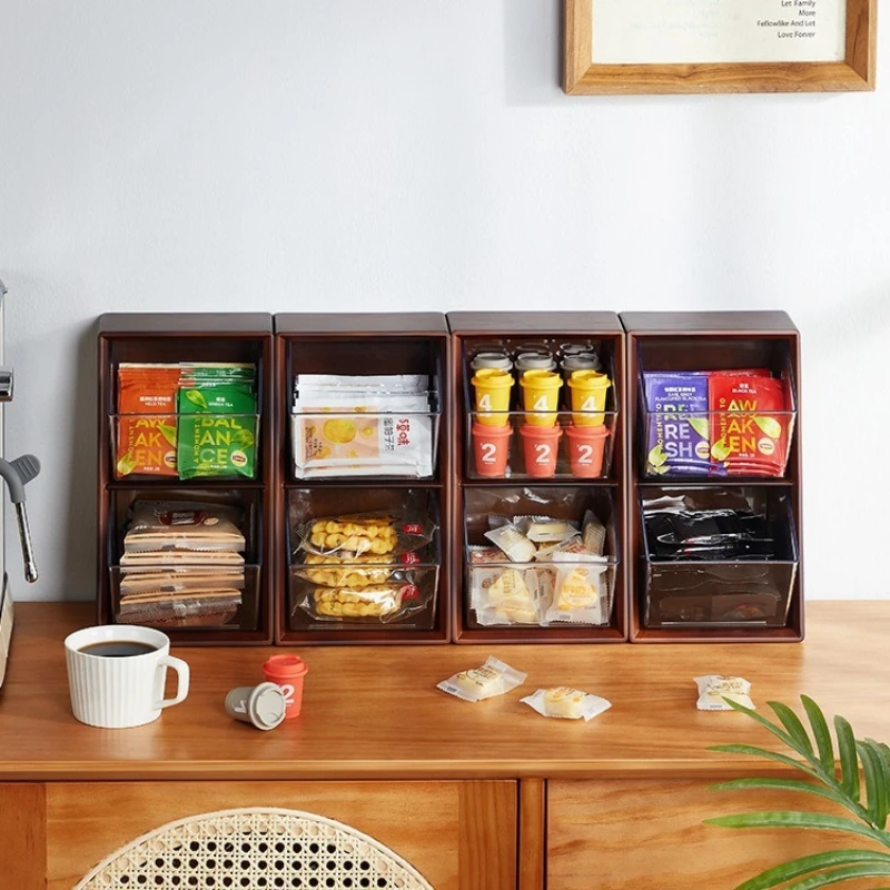 

Tea bag storage box, capsule coffee, snack bar, sugar bag storage compartment, removable desktop storage box shelf