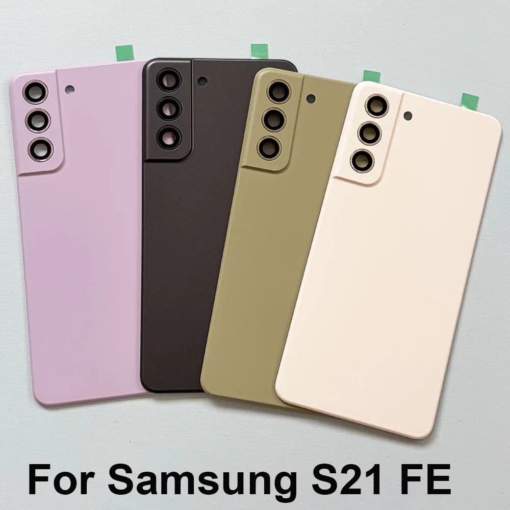 Back Glass For Samsung Galaxy S21 FE Battery Cover Rear Door Replacement Case For Samsung S21FE Rear Housing with Camera Lens