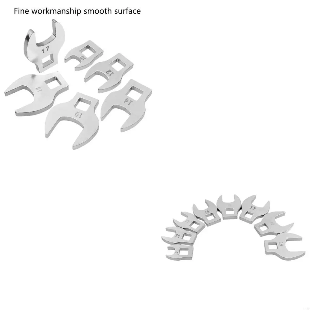 

P82E 8Pcs 3/8inch Crowfoot Wrench Set 10-19mm Foot Open End Spanner Torques Wrenches Key Hand Tool Accessories