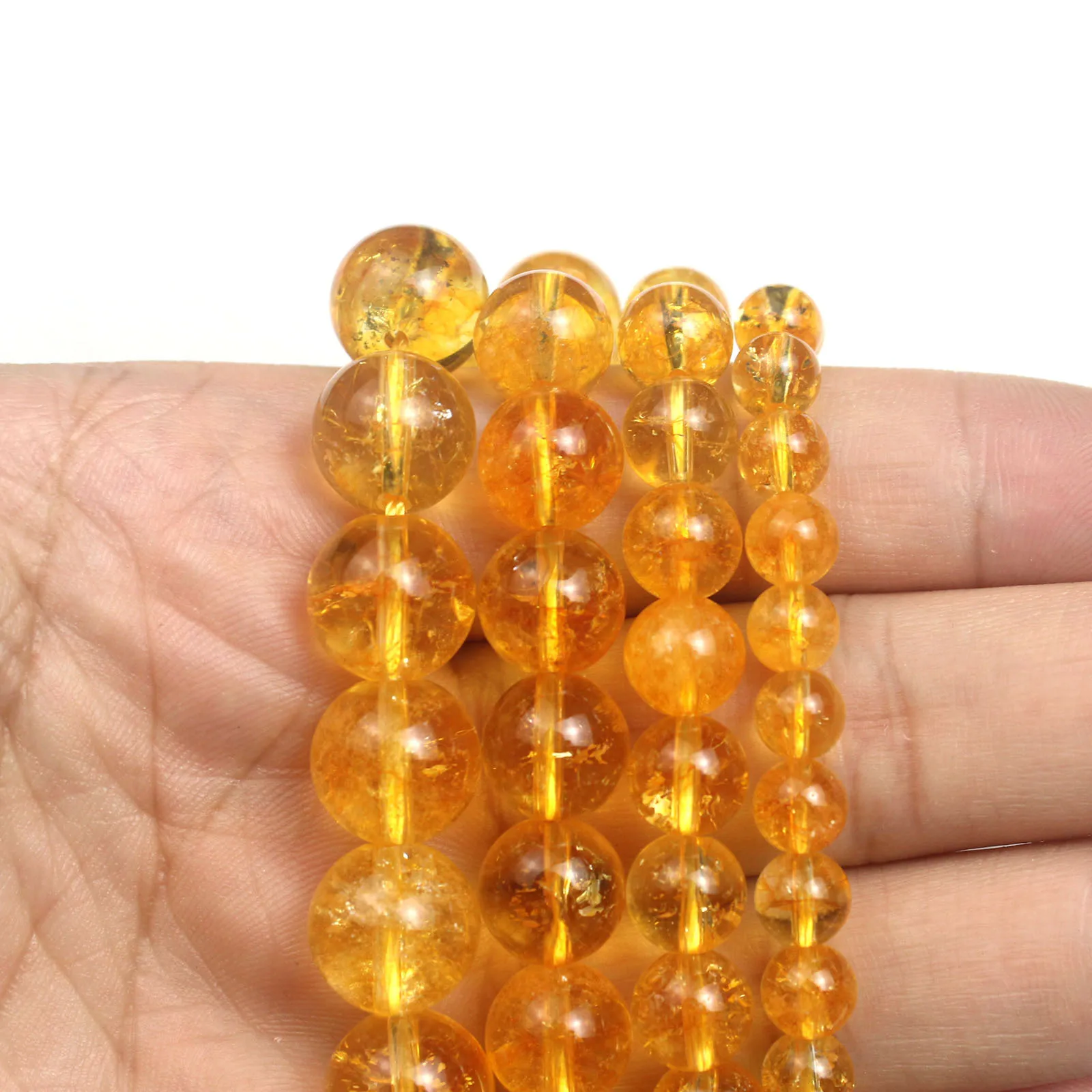 Citrine Loose Beads, Crackle Crystal Round Beads, for Jewelry Making and DIY Bracelet Crafting.