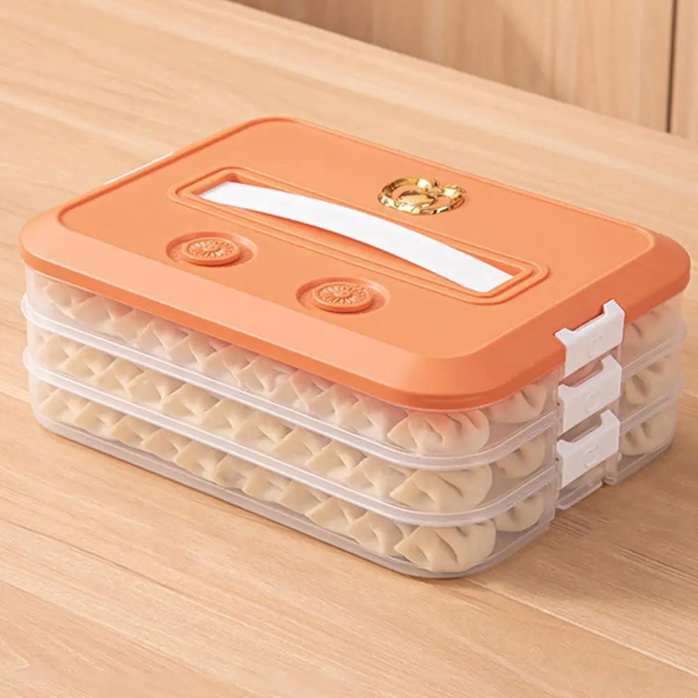 Odor-free Food Container Dumpling Box with Lid Capacity Dumpling Storage Box with Portable Handle Airtight Lid for Refrigerator