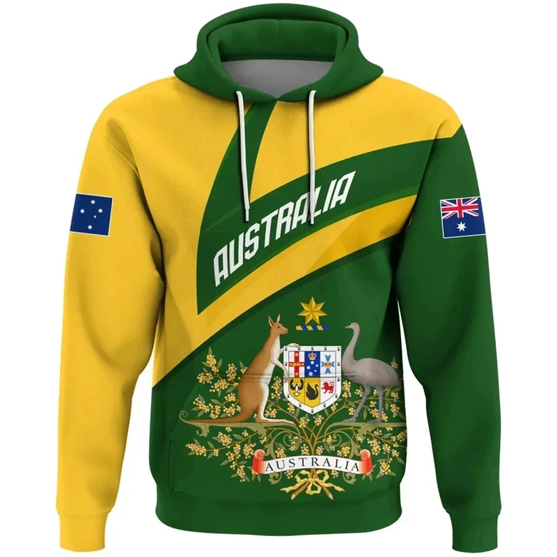 

Australia Flag Graphic Sweatshirts Fashion National Emblem Pullovers Kangaroo 3D Printed Hoodie For Men Casual Children Hoodies