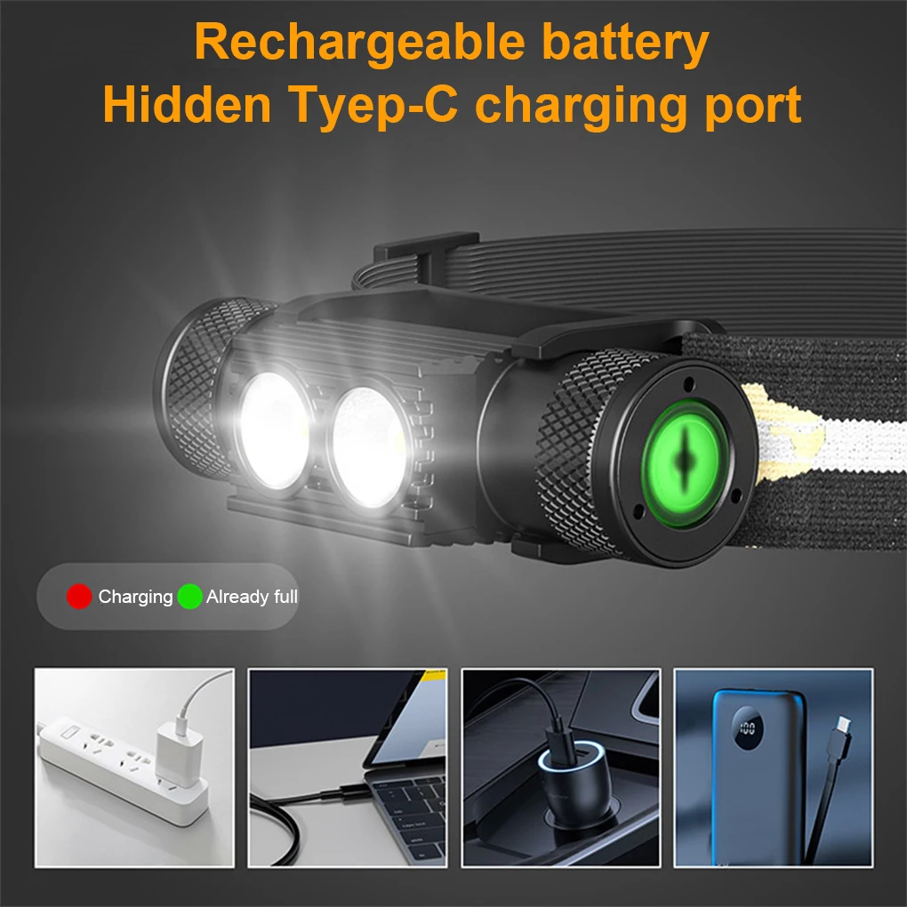 

Headlight LED Super Bright Portable Headlamp Head Flashlight Wearable Detachable Light Searchlight D10-GCU2 USB Cable