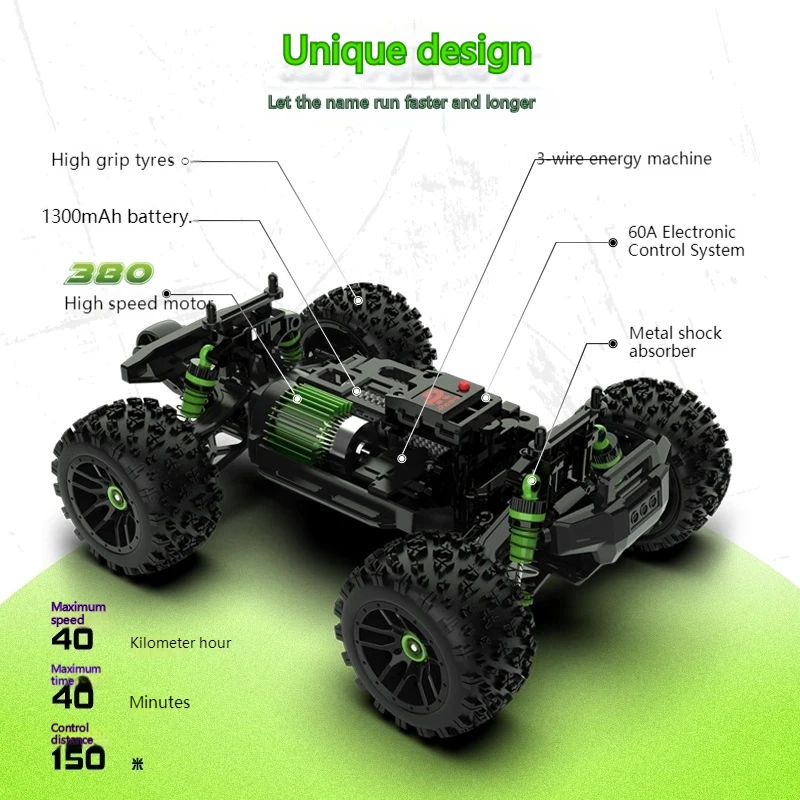 Rlaarlo 40km/h Remote Control Car Four-wheel Drive Off-road Racing Adult Toy Climbing High-speed Car Birthday Gift