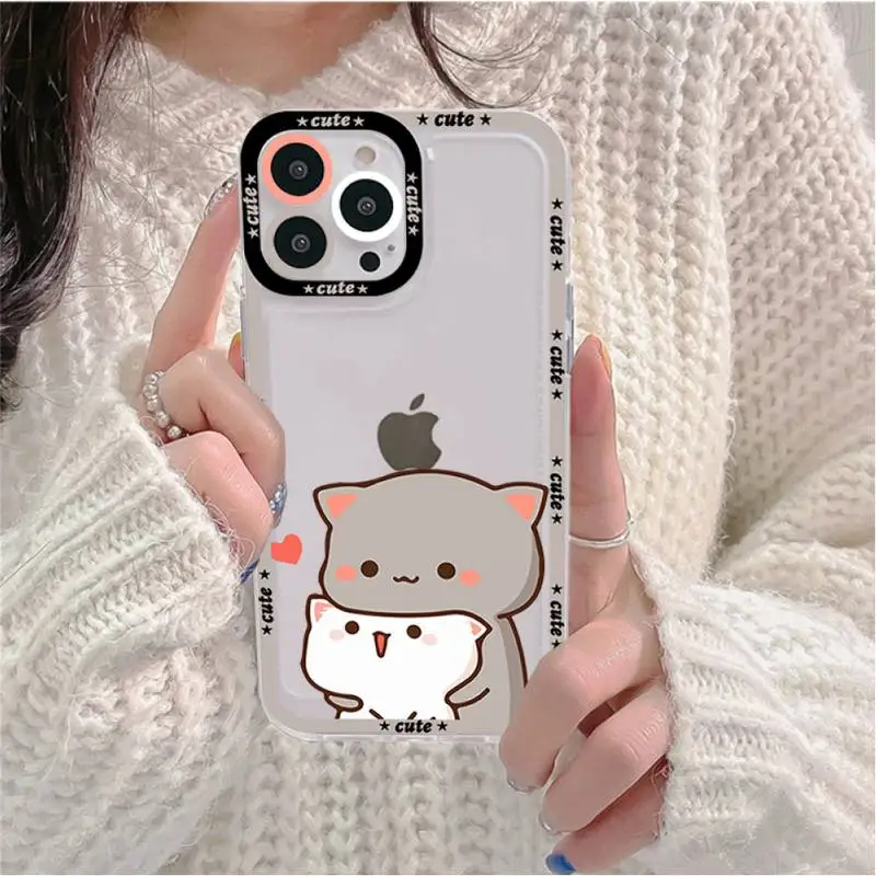 Fun Cartoon Peach Mochi Cat Phone Case for iPhone 11 12 13 Mini Pro Max 14 Pro Max Case shell