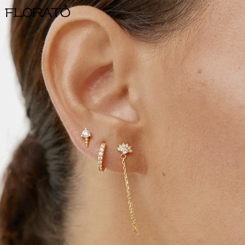 925 Sterling Silver Needle Fashion Metal Chain Long Earrings 2023 Gold Tassel Hoop Earrings for Women\'s Wedding Jewelry Gift