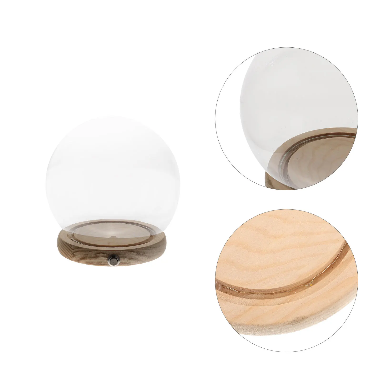 1 مجموعة متوهجة قاعدة خشبية غطاء قبة زجاجية شفافة عرض القضية لزهرة الخالدة ديكور المنزل المشهد الصغير الزينة