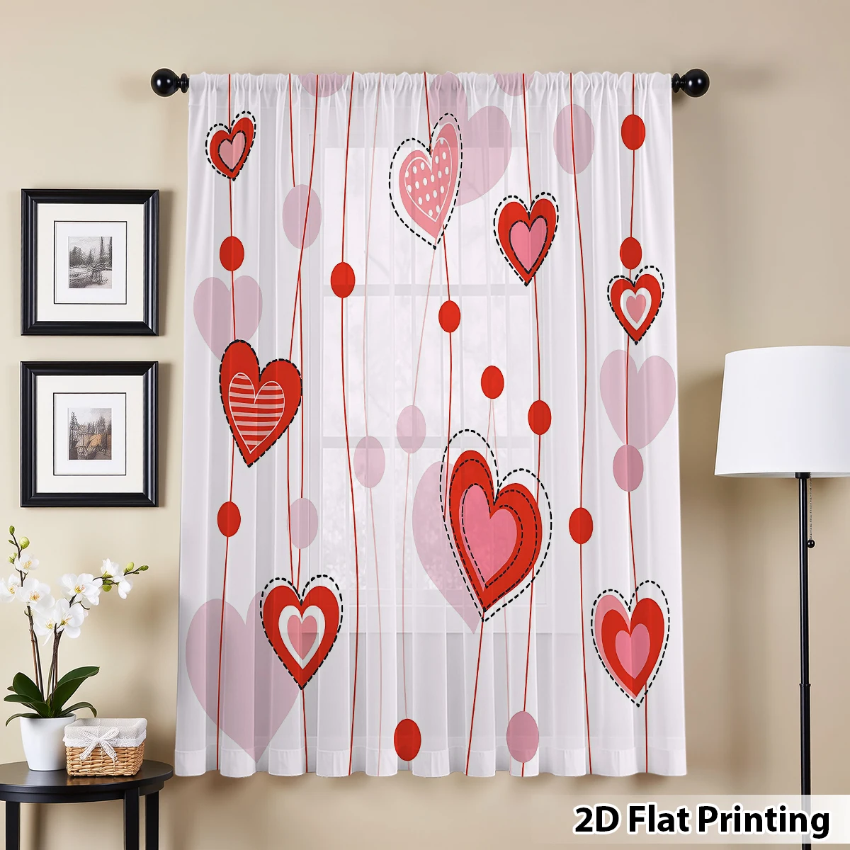 Romantico rosso rosa a forma di cuore tenda per finestra pezzo unico San Valentino asta tascabile camera da letto decorativa fresca e dolce