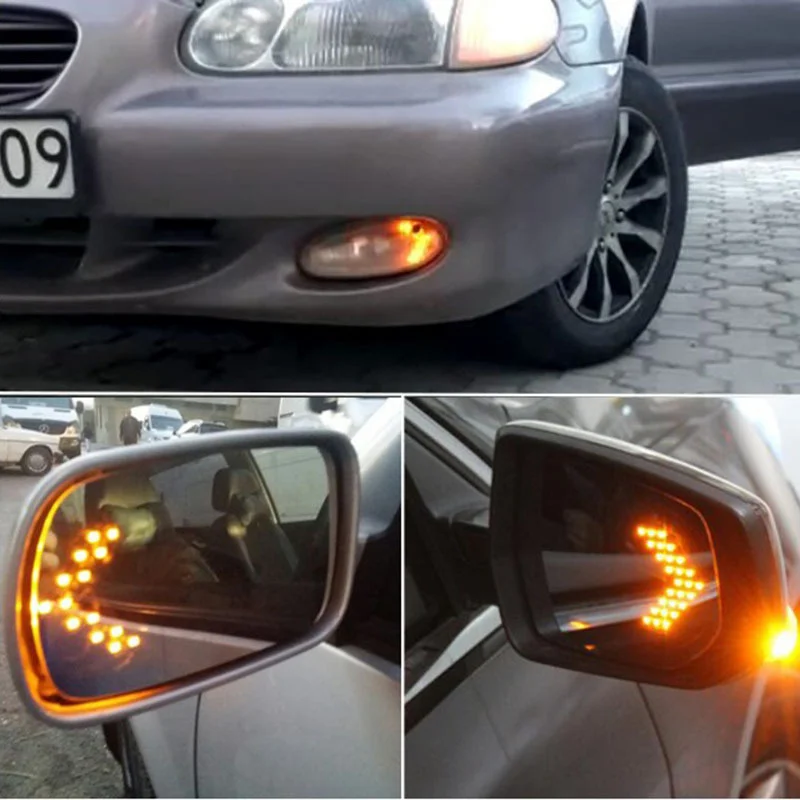 14-smd Led Pijlpaneel Licht Auto Achteruitkijkspiegel Indicator Richtingaanwijzer Sequentiële Gloeilamp Motorfiets Achterlicht