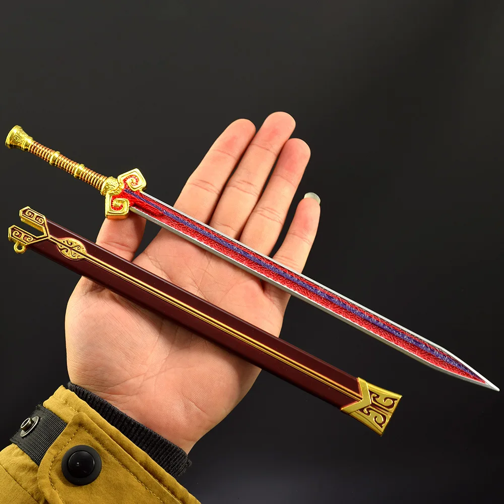 30CM Chinesische Alte Kalte Waffe Berühmte Lange Rote Schwert Voll Metall Handwerk Modell Sammeln Schreibtisch Ornamente Cosplay Schwerter Spielzeug