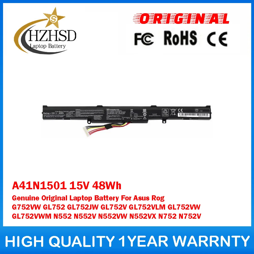Batería Original para Portátil A41N1501 15V 48Wh para Asus Rog G752VW GL752 GL752JW GL752V GL752VLM GL752VW GL752VWM N552 N552V