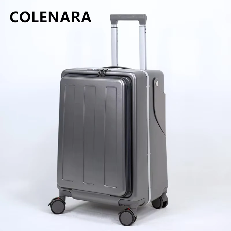 COLENARA High Quality Suitcase 22 Inches Aluminum Frame Travel Box Children Trolley Case ABS + PC Carry-on Travel Luggage
