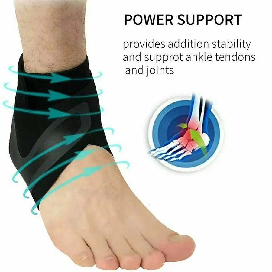 WRELS Sports Ankle Brace Support Adjustable Compression Sleeve Elastic Foot Breathable Anti-Sprain Support Heel Protective Strap