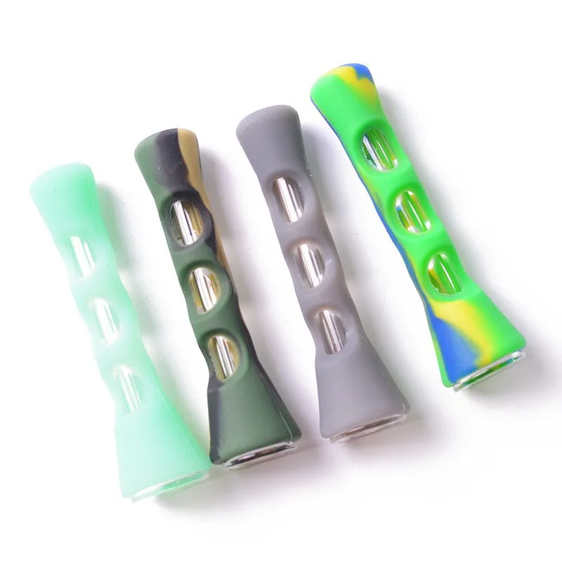 Tubo de vidrio 0154 con funda de silicona, tubo de vidrio tintado, filtro de varilla, varios colores