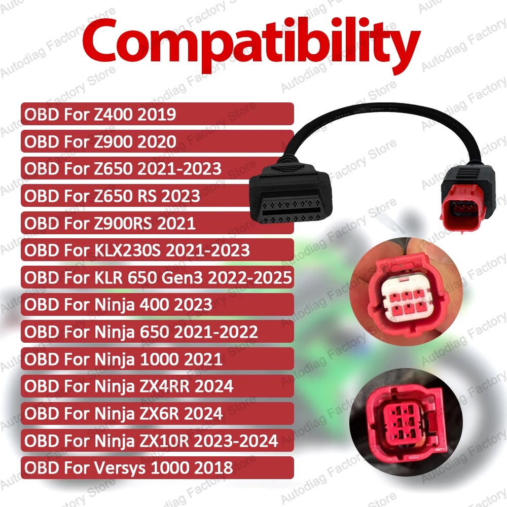 OBD Adapter For Kawasaki 4/6pin OBDII Diagnostic Cable For