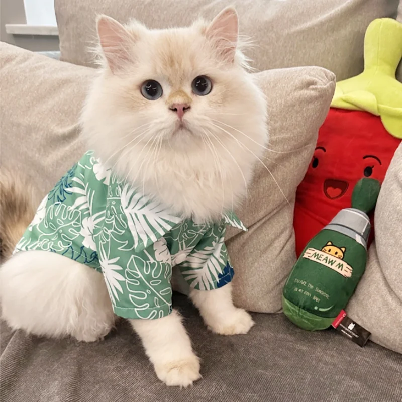 Summer Hawaiian Beach Style Dog Shirt Breathable Dog Clothes Luxury Puppy Vest Coconut Tree Print Cat T-Shirt Poodle Pet Clothes view 3