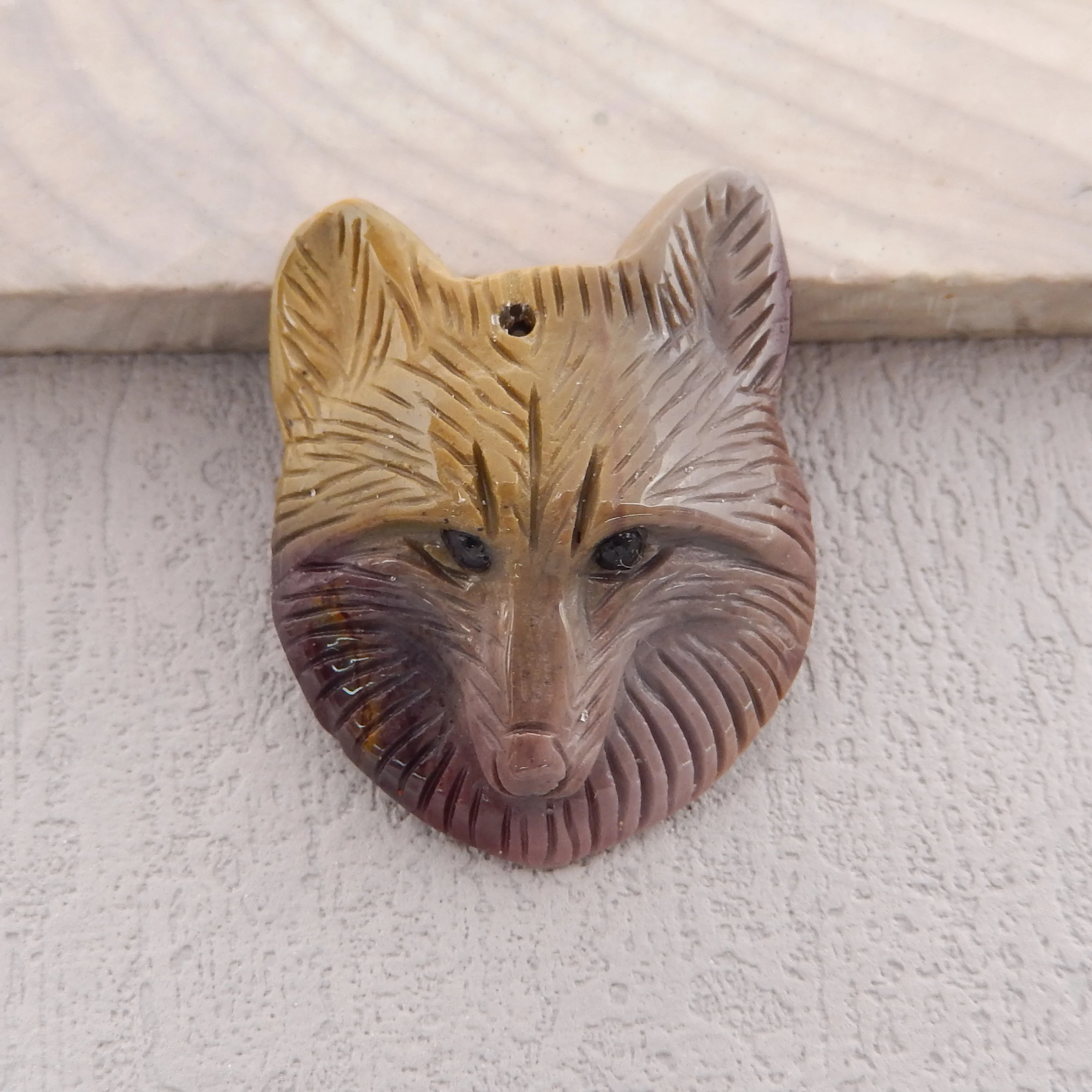 

Natural Multi-Color Picasso Jasper Carved Fox head Pendant Bead,Semiprecious Stone Carving Pendant For DIY Necklace Accessories