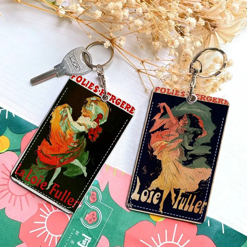Folies Bergere Artist PU-weiches Leder, rechteckiger Schlüsselkartenhalter, Induktions-Aufzugsschutzhülle, Youth Faion Accory