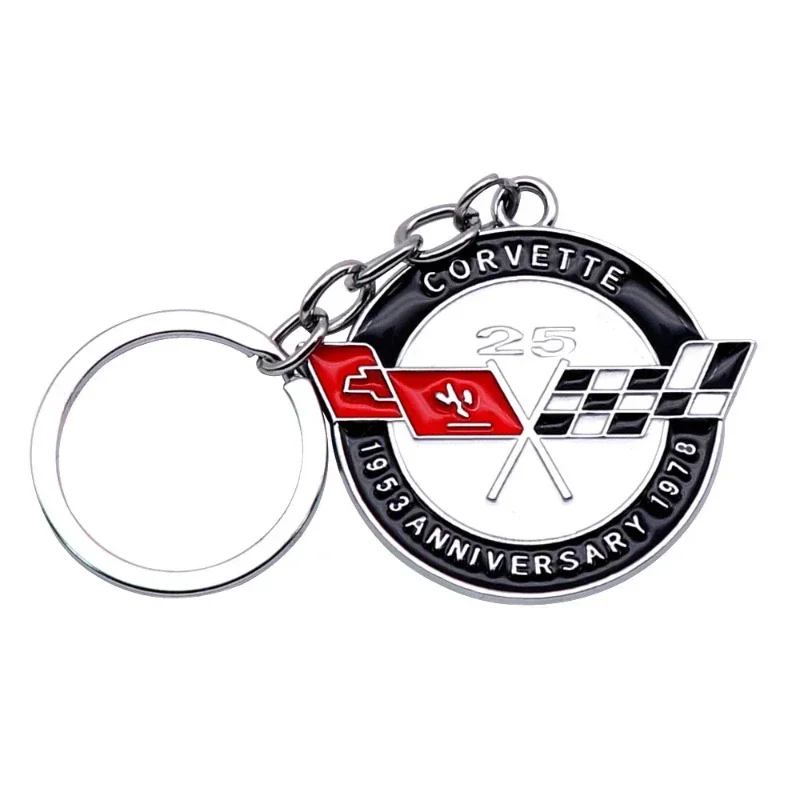 Corvette 25th Anniversary Logo Metal Car Keychain Holder for Chevrolet Cavalier Onix Cruze Aveo Auto Key Rings Accessories