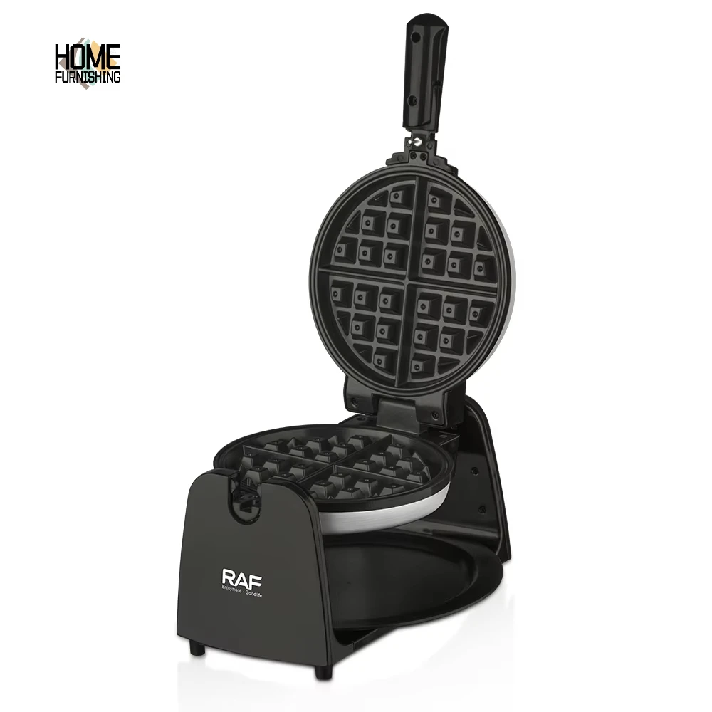 RAF 360 Rotation Professional Electric Egg Bread Waffle Makers 1200w Non-stick Coating Home Use Waffle Maker Machine