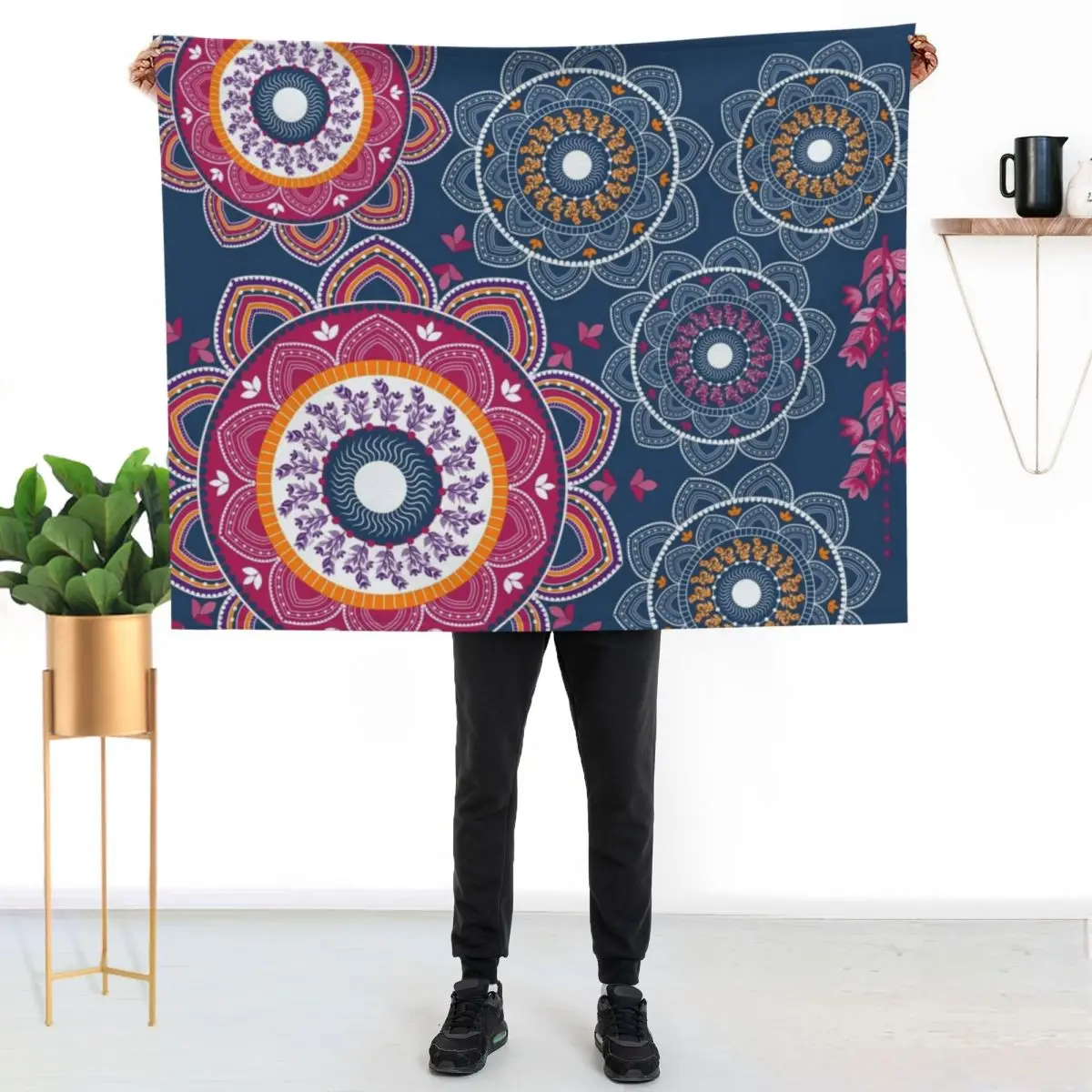 

Joyful Mandala Throw Blanket Soft Warm Blanket Gift for Men Women Adults