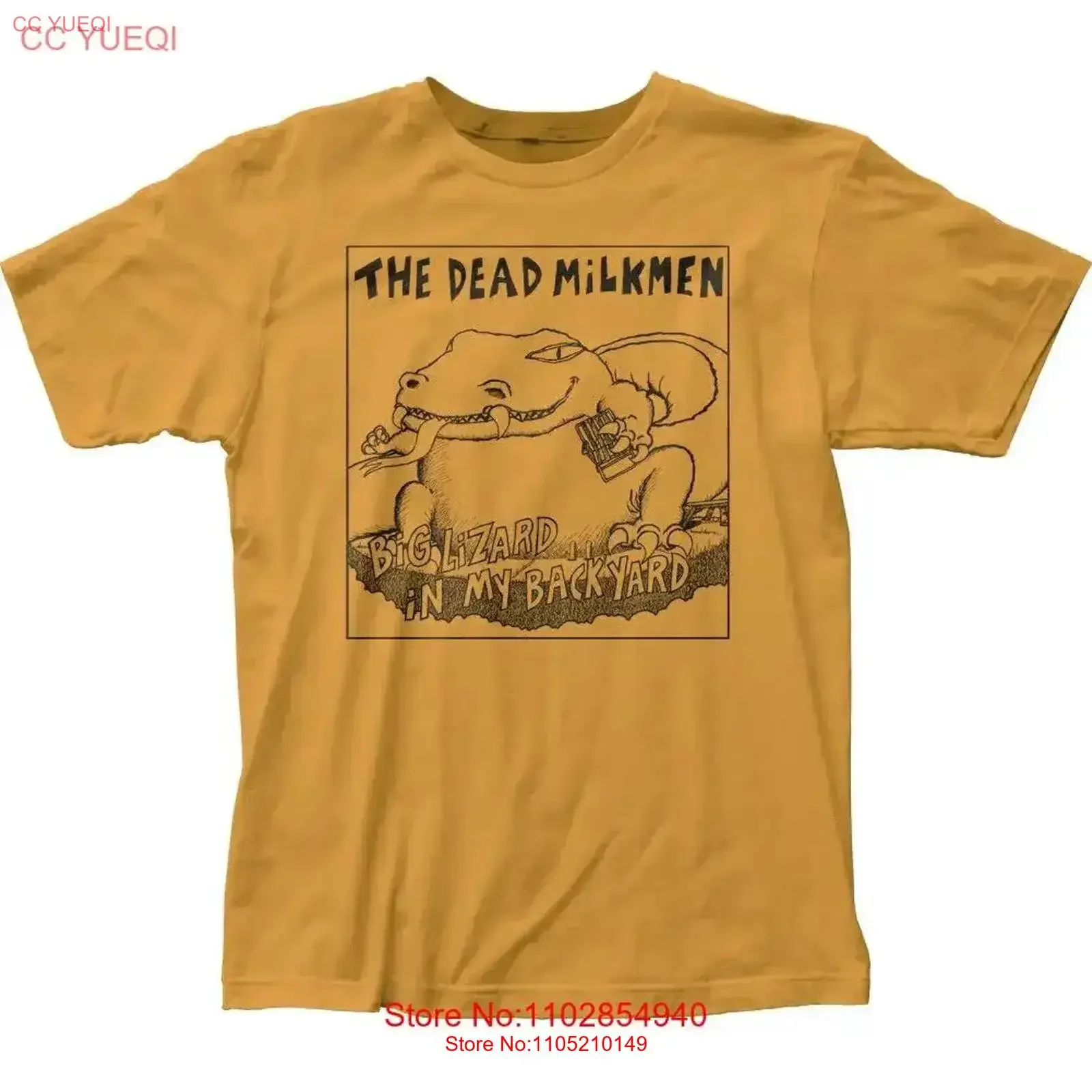 تي شيرت Dead Milkmen Big Lizard تي شيرت رجالي مرخص لفرقة موسيقى الروك أند رول ذهبي عتيق مغسول ملابس غير رسمية ناعمة