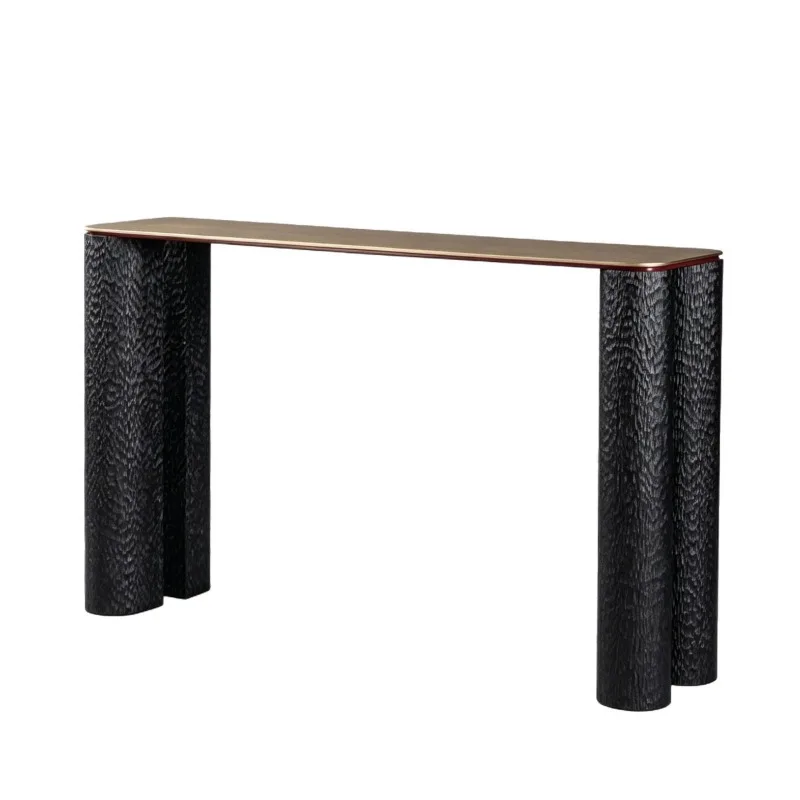 Metal countertop end view table, villa hotel entry policy