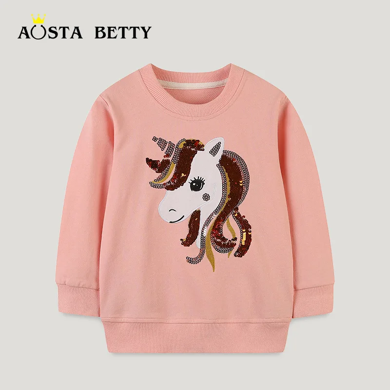 

Autumn New Girls Hoodie Europe and The United States Wind Children Long-sleeved Pullover Cartoon Embroidery Bottom Top