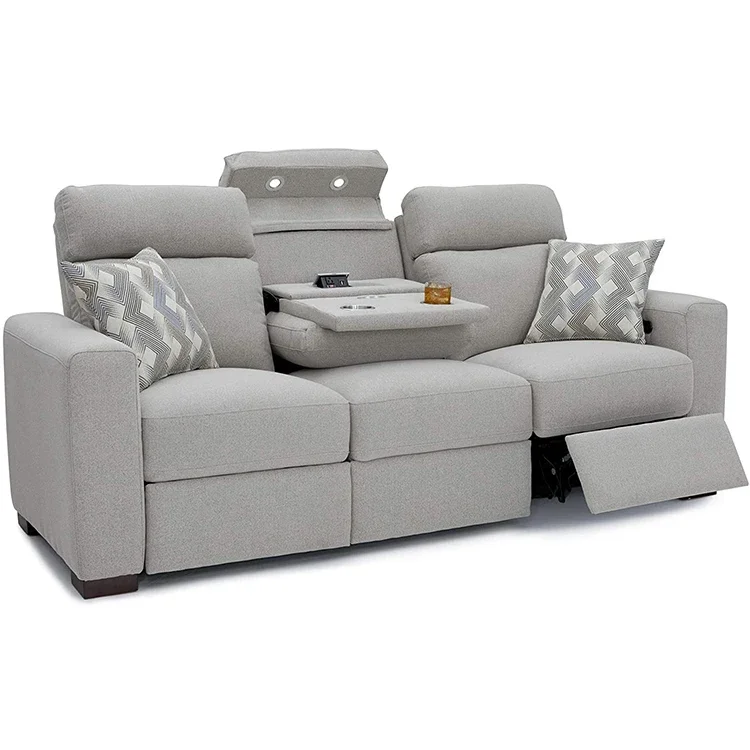 

Furniture High Quality Linen Fabric Electric Recliner Sofa Power Recliner Home Theater Sofa With Cup Holder And Storage Box