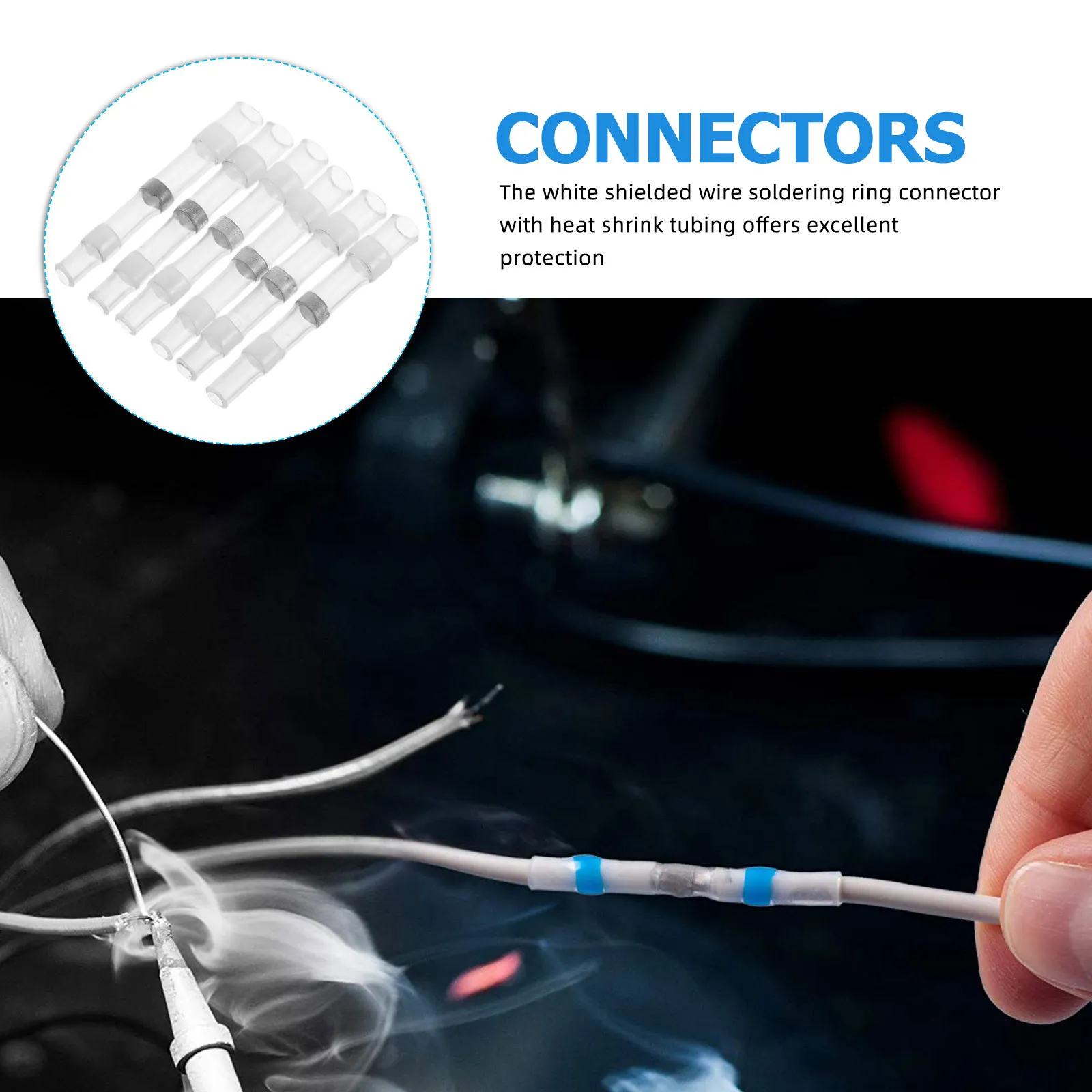100Pcs Self Soldering Wire Connectors Heat Shrink Ring Terminals Waterproof Insulated Electrical Terminals Kit Bulk Pack