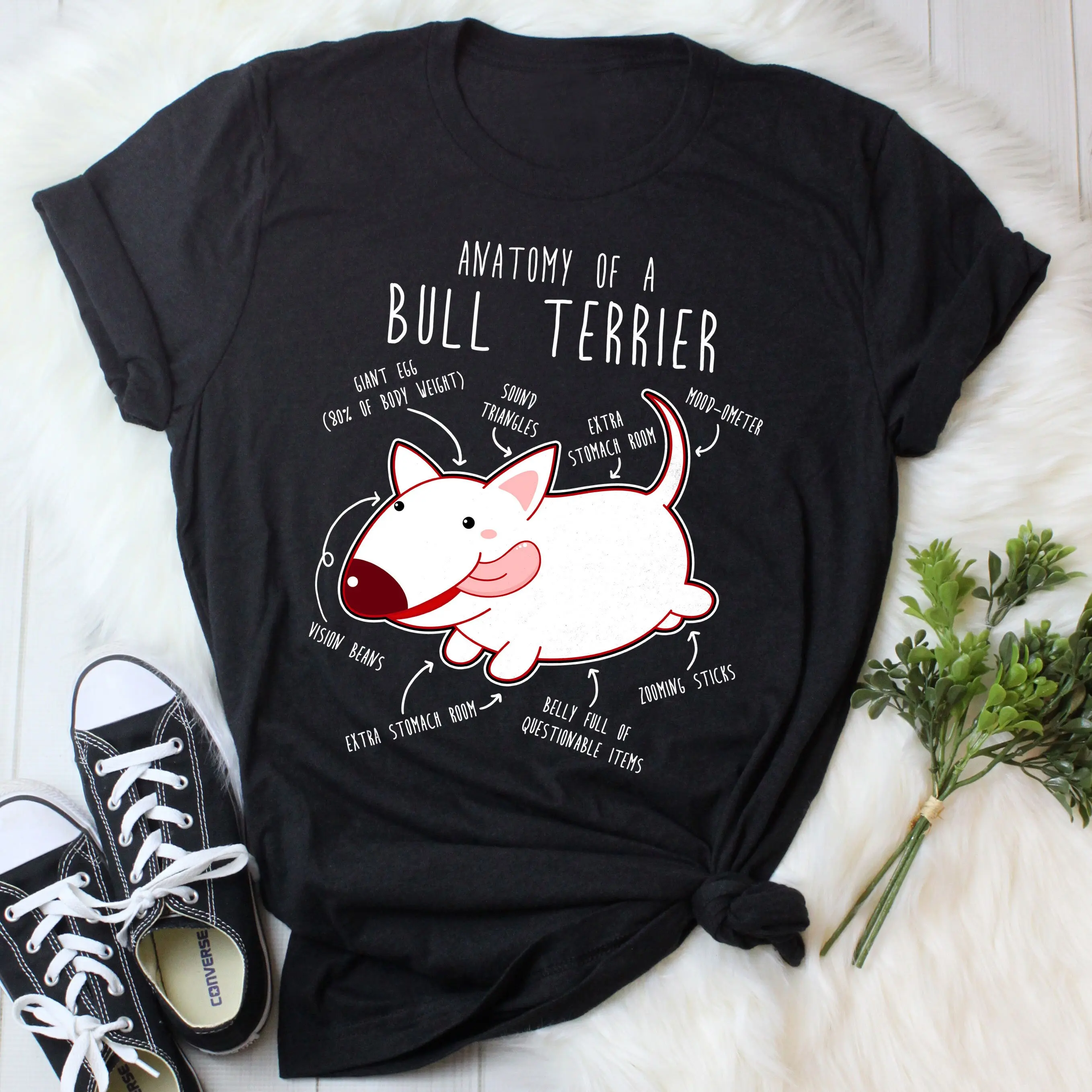 Camiseta Bull Terrier divertida amante de los perros lindo Bully Chiwawa mascota mamá papá anatomía blanca