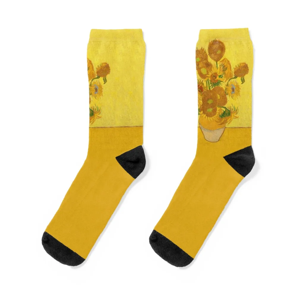 

Vincent Van Gogh Sunflowers Famous Painting Yellow Sun Flowers HD Socks loose Novelties new in's Men Socks Women's