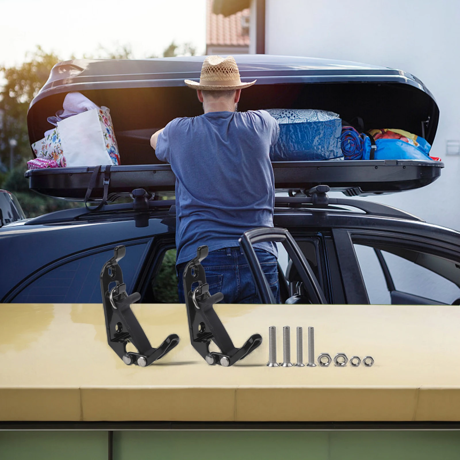 

Прочный комплект крепления багажника на крышу с металлическими зажимами и резиновыми держателями для крепления лопаток и уличных инструментов