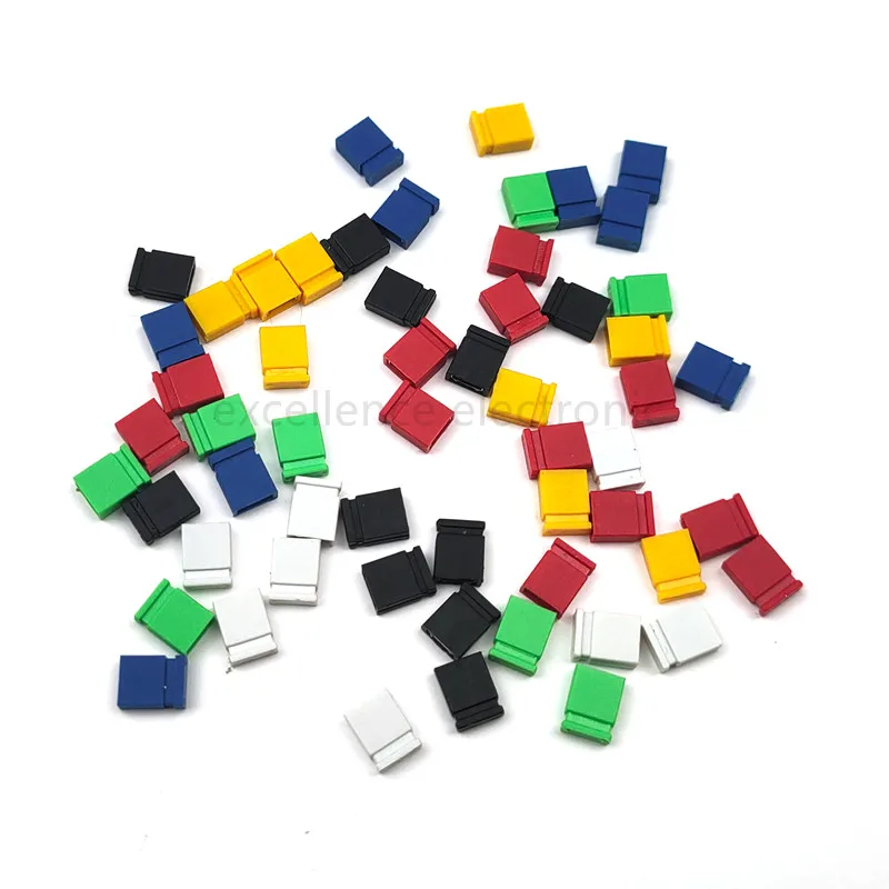 

100PCS Closed Jumper Shorted Cap & Headers & Wire Housings 2.54MM Shunt Red Black Yellow White Green Blue