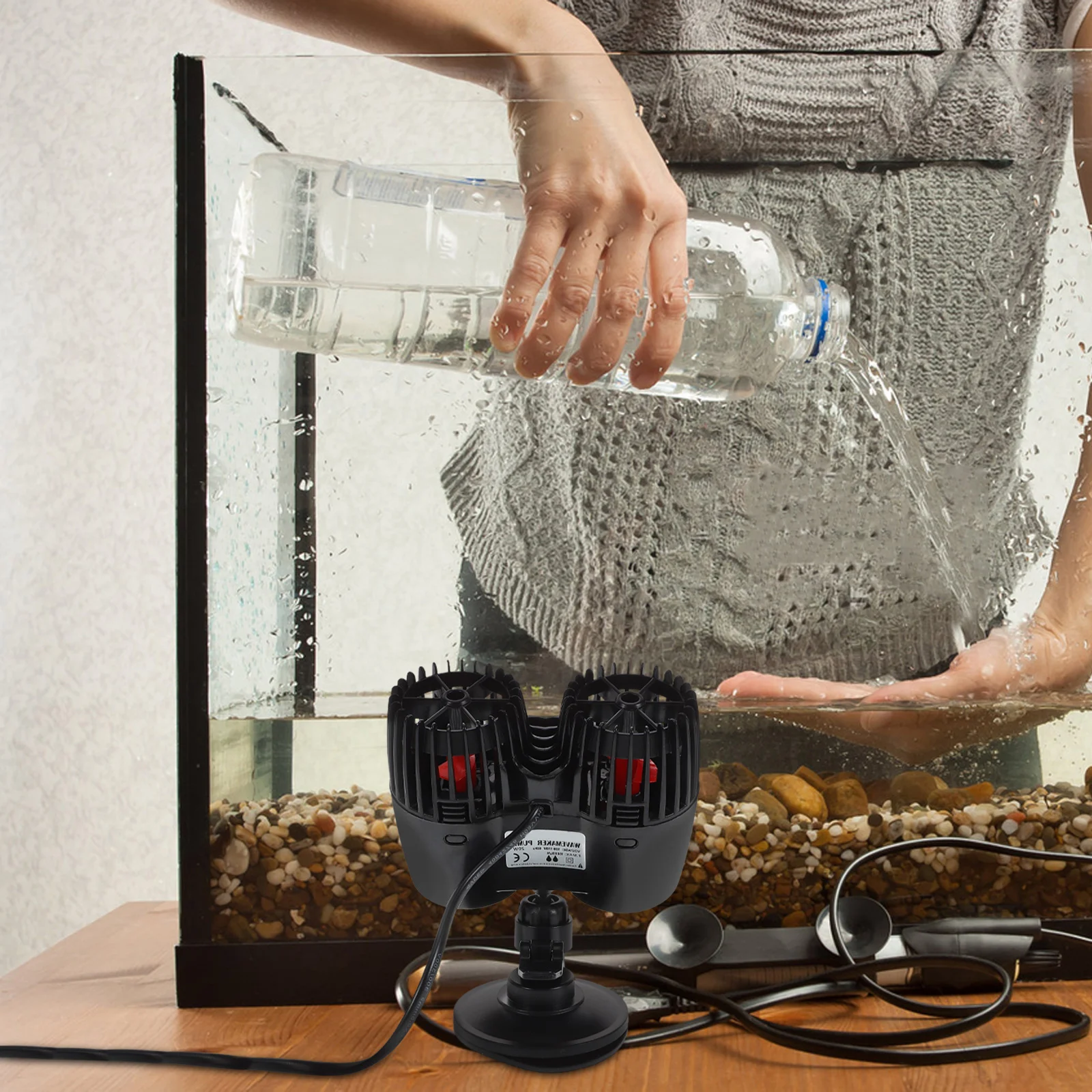 

Double Head Fish Tank Wave Maker Pump Aquarium Water Circulation Quiet Submersible Surf Effect Us Plug Pump