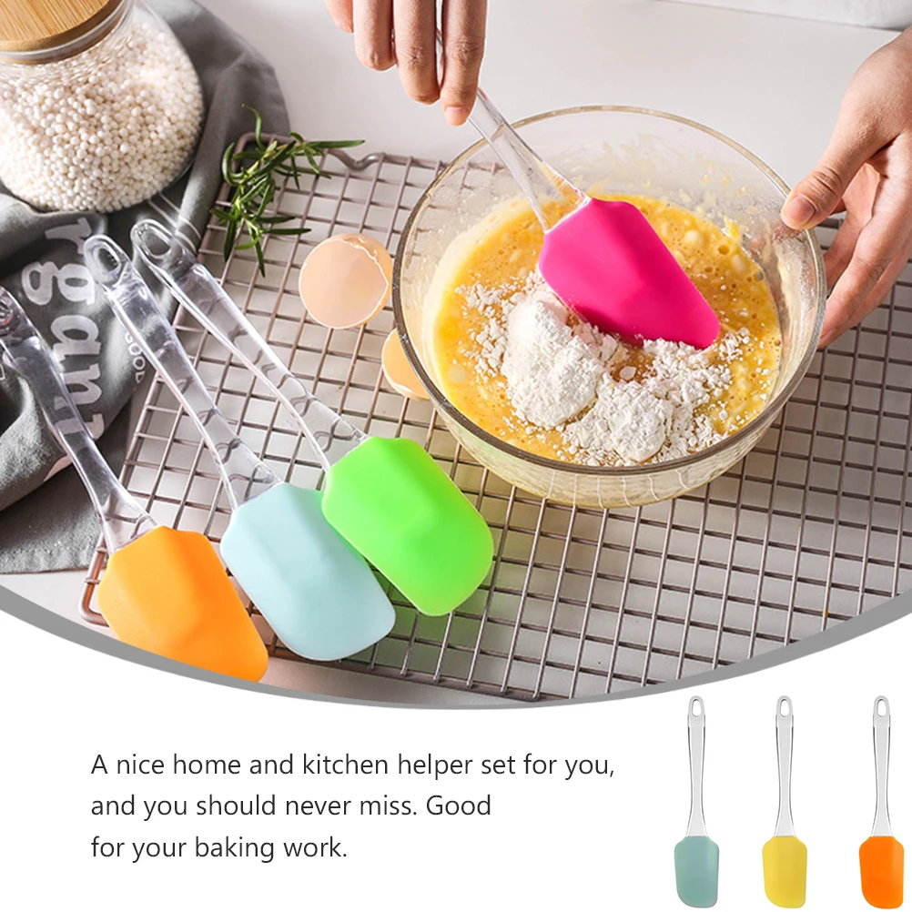 

3pcs Silicone Temp Silicone Scraper Resistant Baking Gadget Kitchen Utensil Practical Baking Gadget Helper Set
