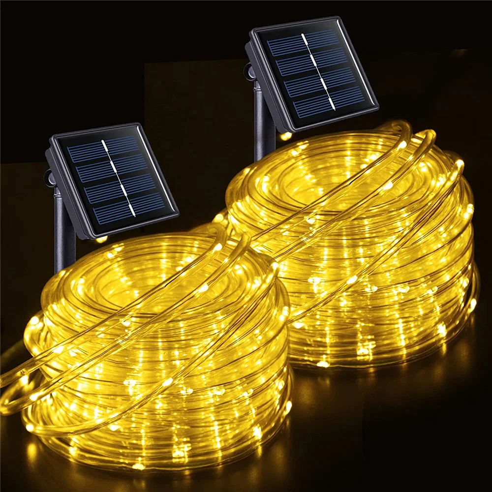 

LEDs Solar Powered Rope String Lights Holiday Lighting Outdoor Waterproof Fairy Lights Garden Garland For Christmas Decoration