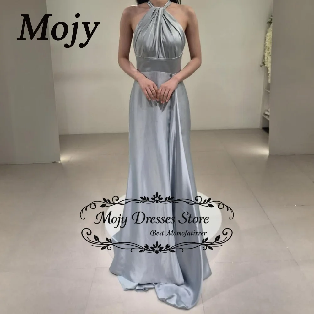

Mojy Simple Evening Dress A-Line Halter Floor-Length Formal Party Occasion Dresses A-line Satin Prom Gown Customized 2026