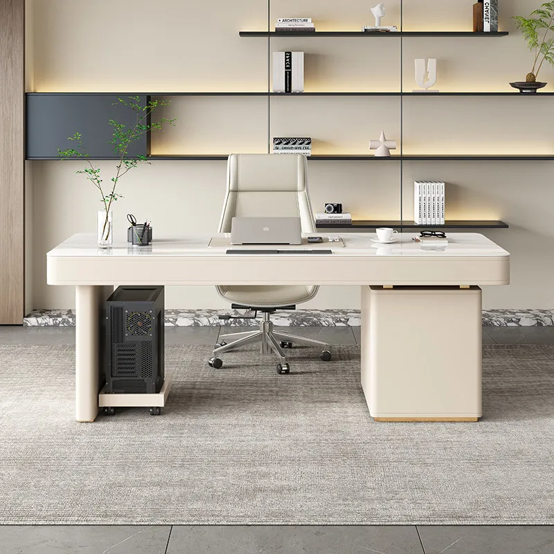 large capacity computer desk cream style simple high-end study desk light luxury mesa de estudio escritorio office furniture