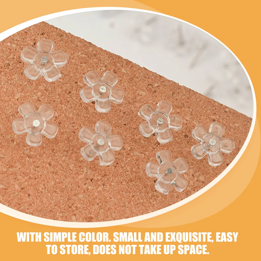 100 Pcs Flower Push Pins Cork Board Decorations H-nail Cute Thumb Tacks Thumbtack Iron Clear