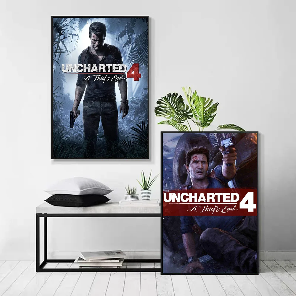 1pc Uncharted 4 A Thiefs End Poster Self-adhesive Art Waterproof Paper Sticker Coffee House Bar Room Wall Decor