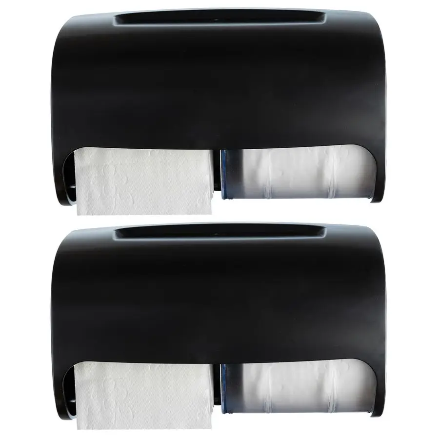 

Commercial Toilet Paper Dispenser Wall Mount, Double 2 Roll Locking Toilet Paper Holder Black, Compact Two Roll, Side by Side De
