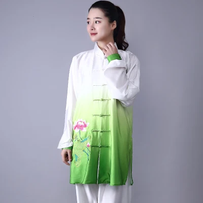 Fashion Tai Chi Uniform Women Men Martial Arts Uniform Chinese Traditional Folk Long Sleeve Kung Fu Suit Morning Sportswear