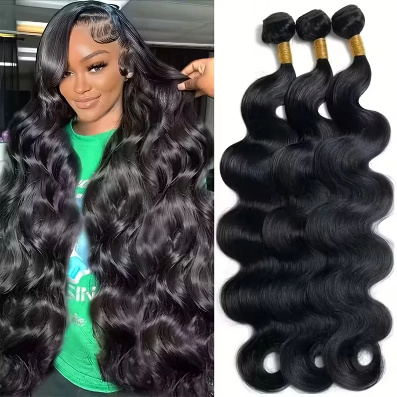 Extensions de cheveux naturels noirs ondulés, couleur naturelle, tissage brésilien, 1/3/4 mèches pour femmes