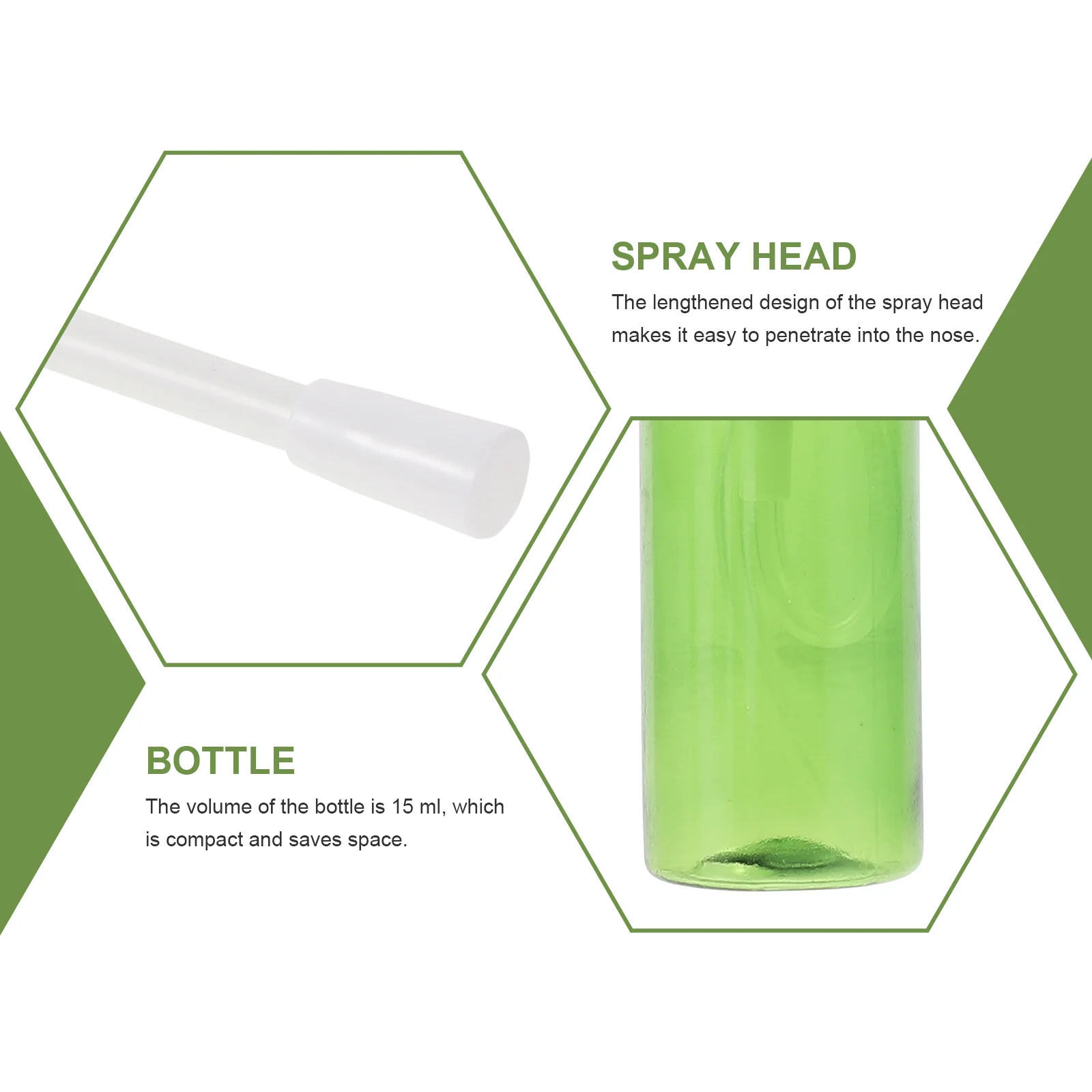 10 Pcs Spray Bottles 15ml Direct Injection Nasal Sprayer Practical Spraying Green Fine Mist Small Travel