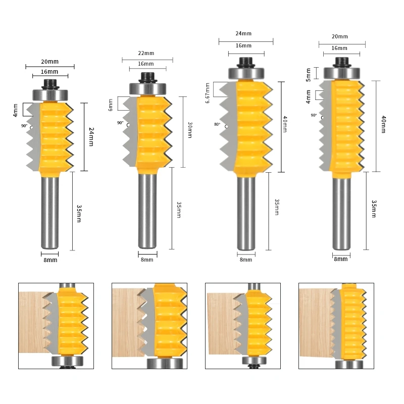 YUSUN 8MM Shank Multi-Tooth Shape Bit Router Bit Woodworking Milling Cutter For Wood Bit Face Mill Carbide Cutter End Mill