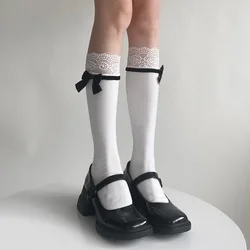 Japanese Style Women Stockings JK Lolita Lacework Ruffle Socks Stockings Women Sweet Girls Kawaii Bowknot Knee Socks Stockings